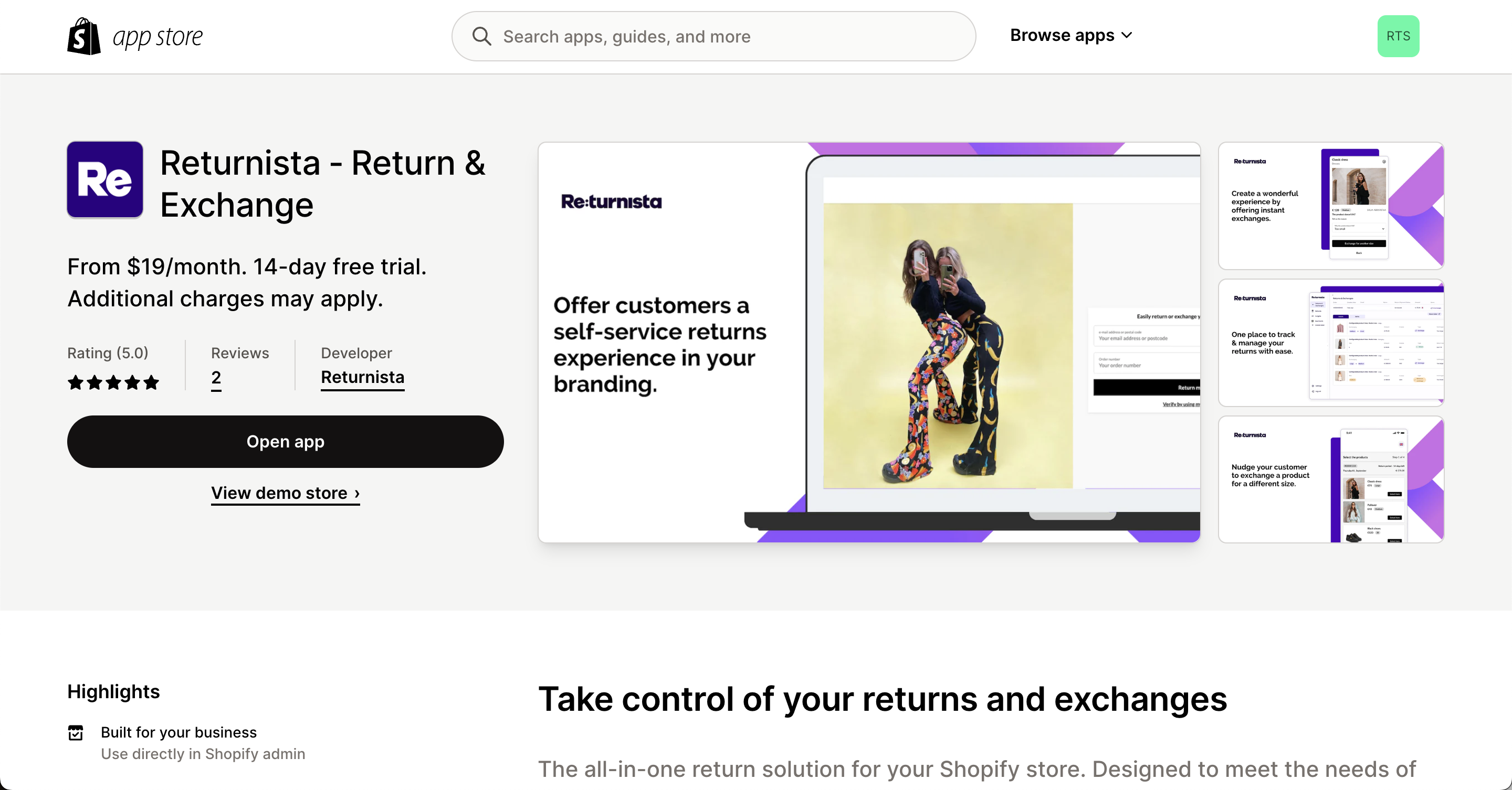 Screenshot of Shopify App Store